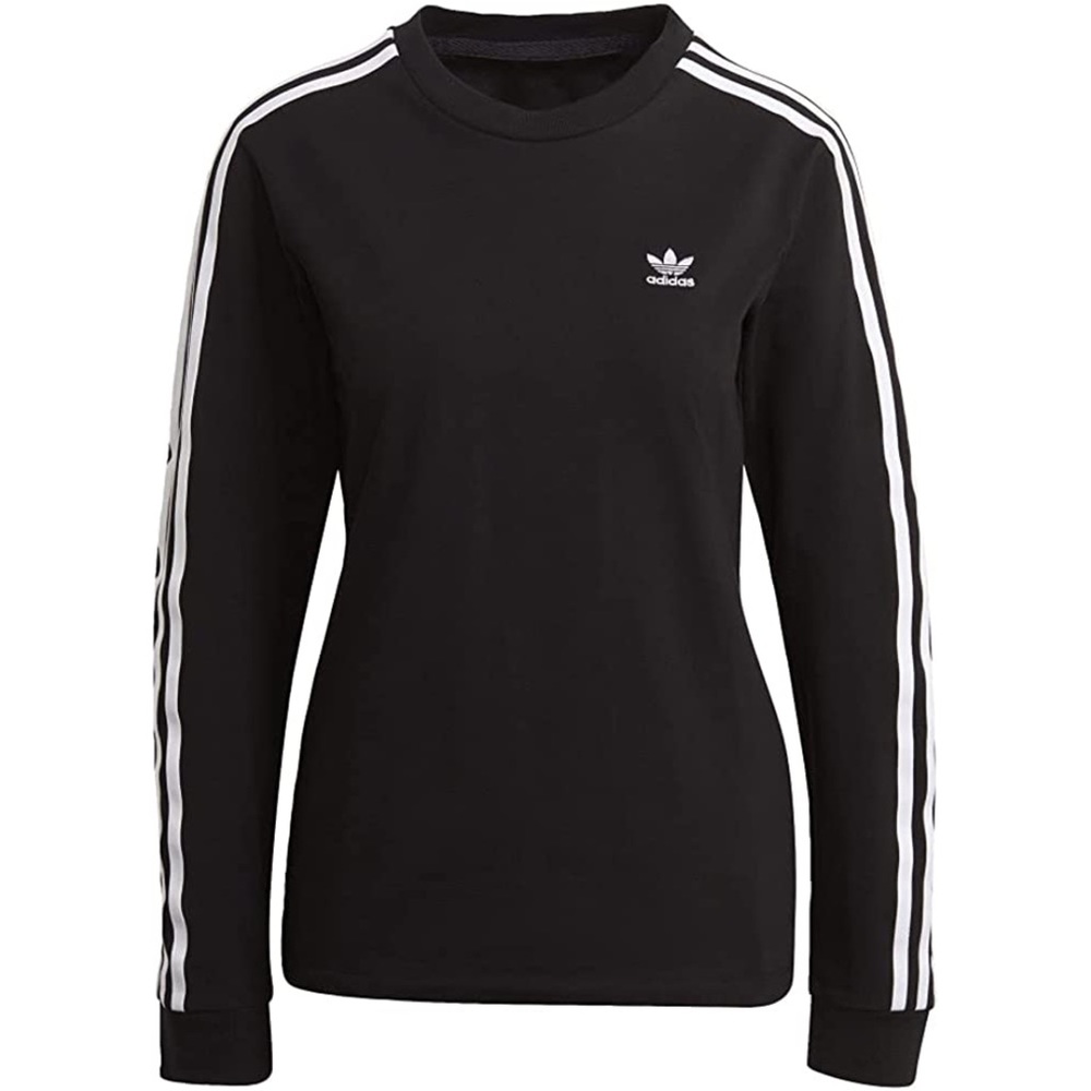 Adidas White Stripe Long Sleeve Top
